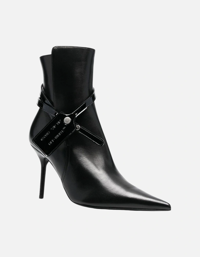 Nappa Calf Zip Tie Black Ankle Boots