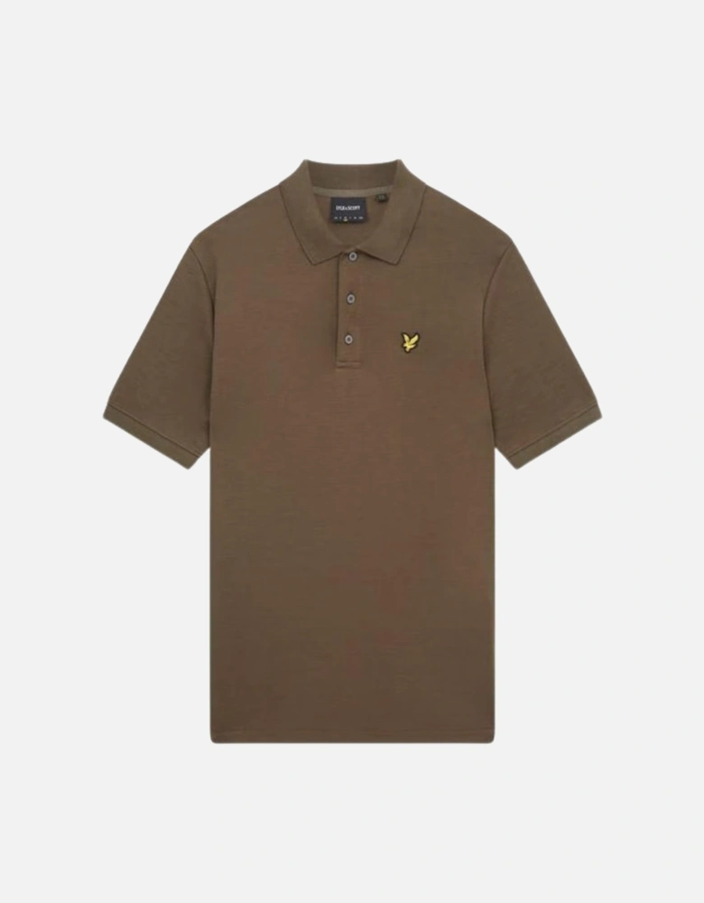 Lyle & Scott Form Green Chunky Slub Short Sleeved Polo Shirt