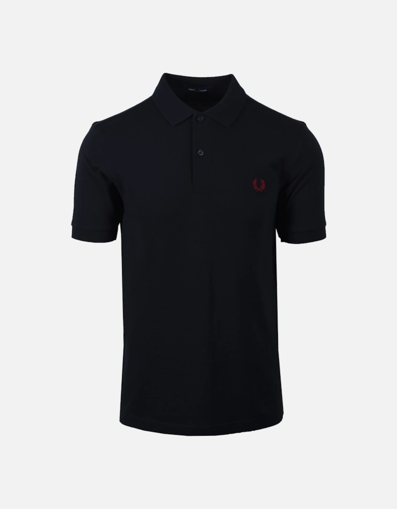 Plain Polo Shirt Navy/Burnt Red