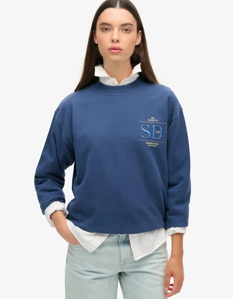 Luxe Metallic Loose Sweatshirt - Blue