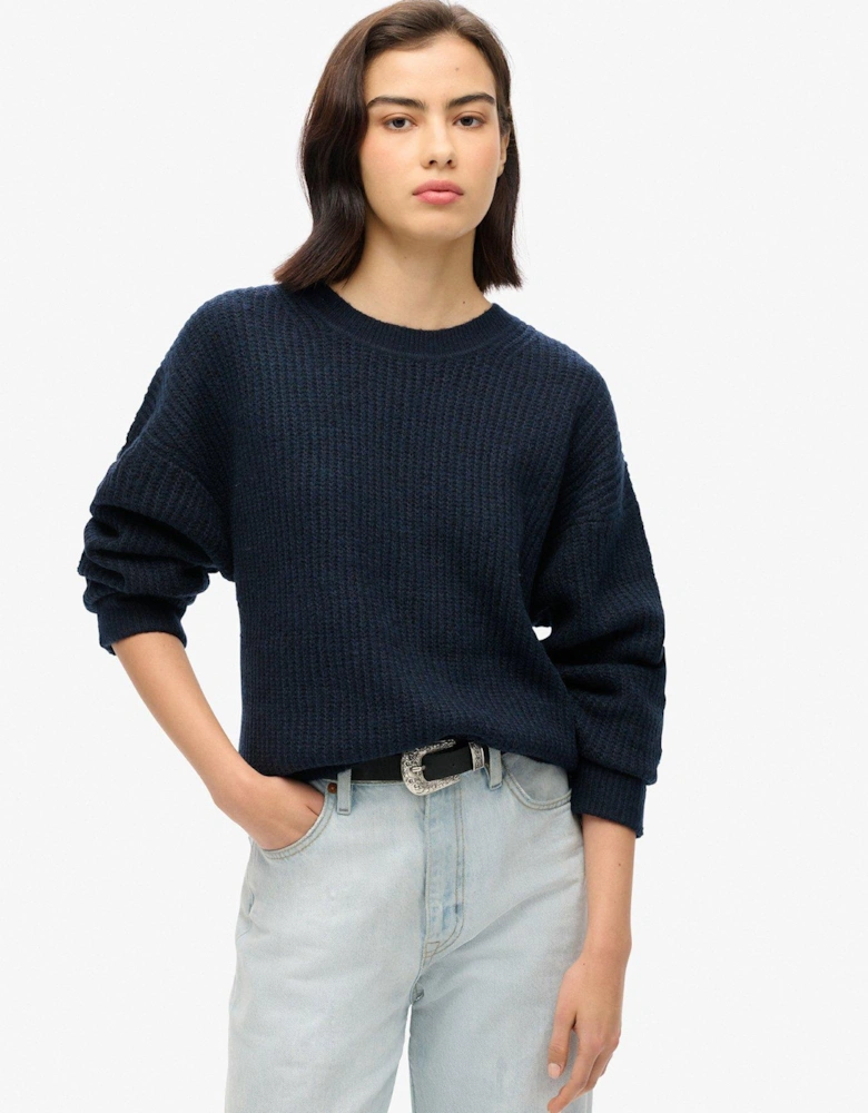 Brushed Crew Neck Jumper - Blue