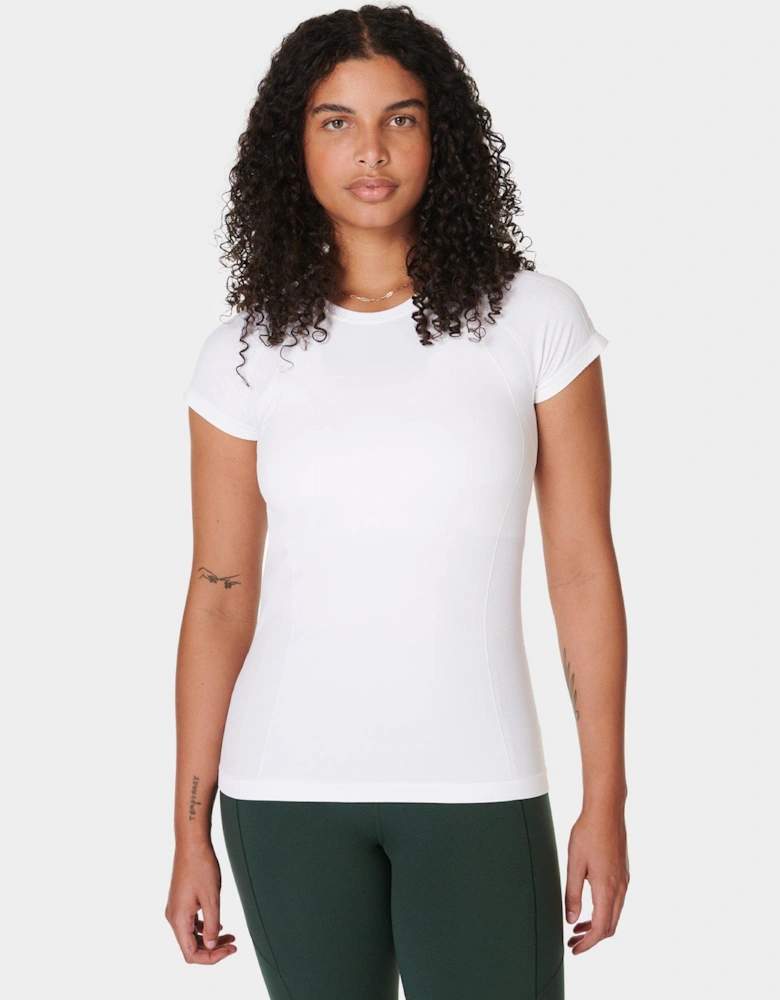 Womens Training Athlete Seamless Workout T-Shirt - White