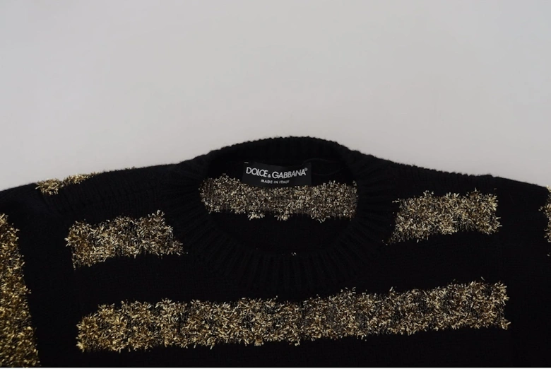 Metallic Stripe Knit Pullover Women - Black Sweaters