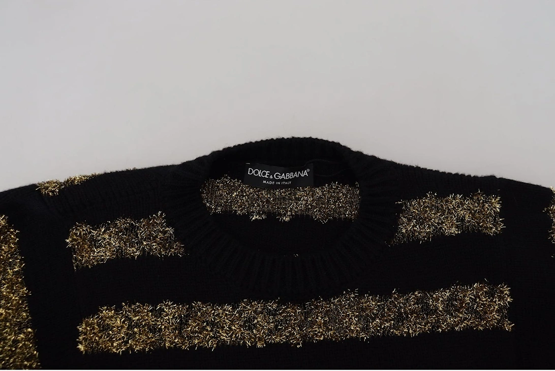 Metallic Stripe Knit Pullover Women - Black Sweaters