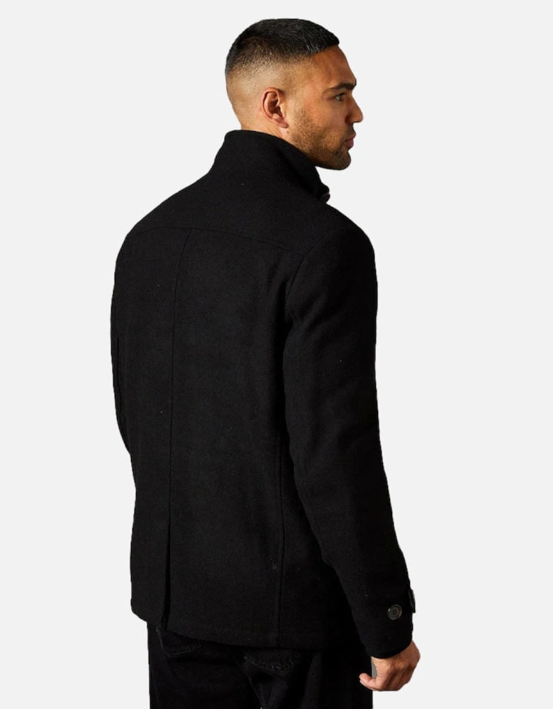 Mens Wool Blend Funnel Neck Jacket