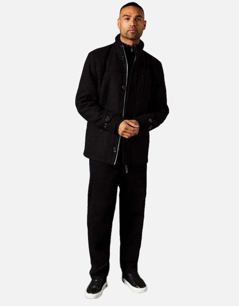 Mens Wool Blend Funnel Neck Jacket