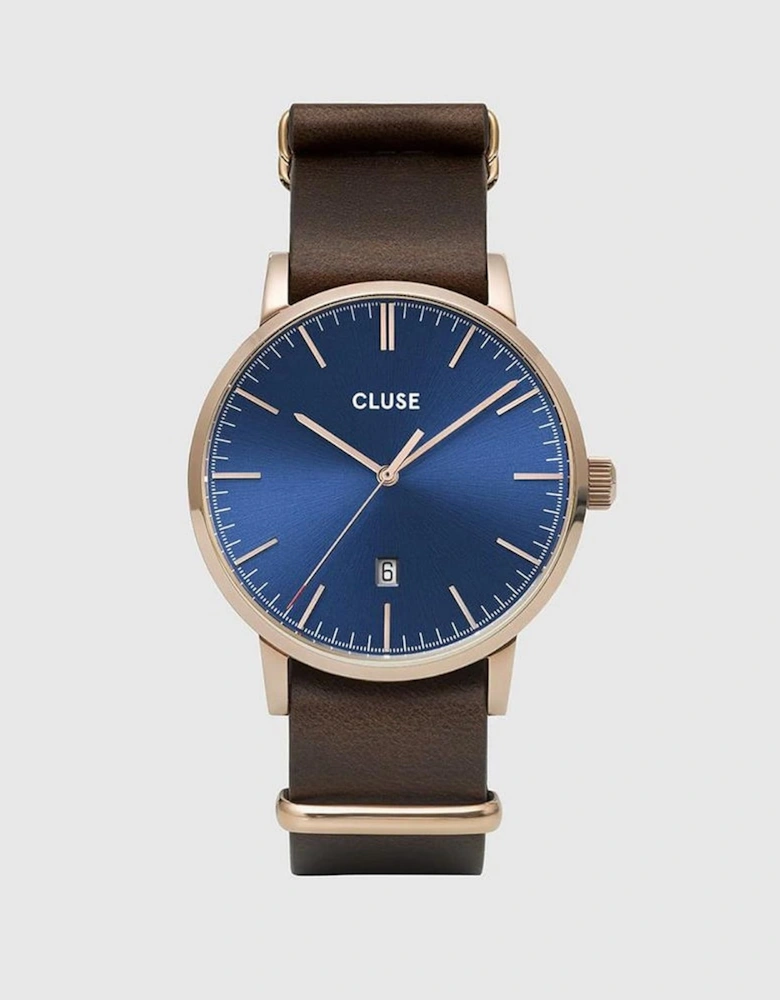 Stainless Steel Quartz Analog Watch with Leather Bracelet Women -
