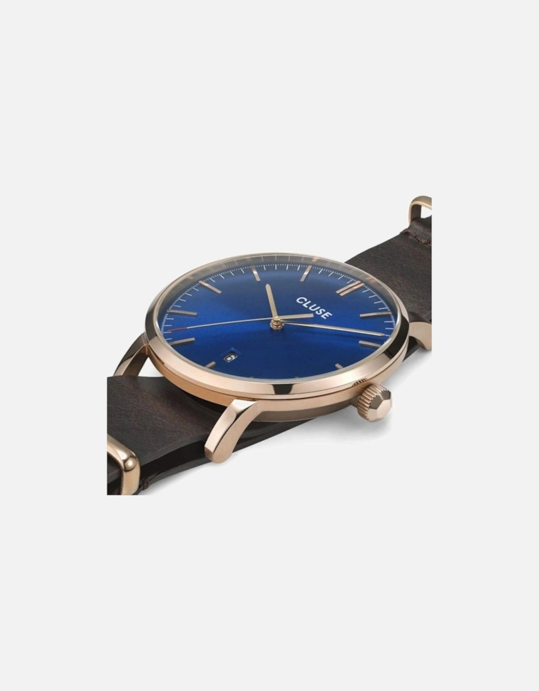 Stainless Steel Quartz Analog Watch with Leather Bracelet Women -