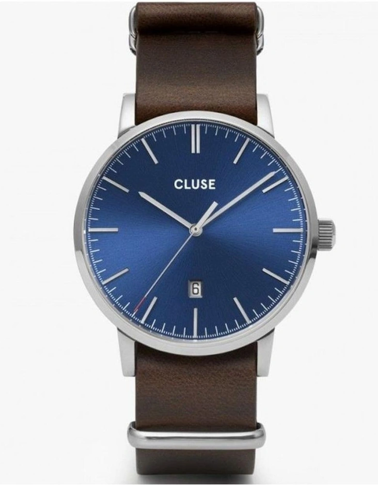 Stainless Steel Quartz Watch with Leather Strap Women - Brown Watches