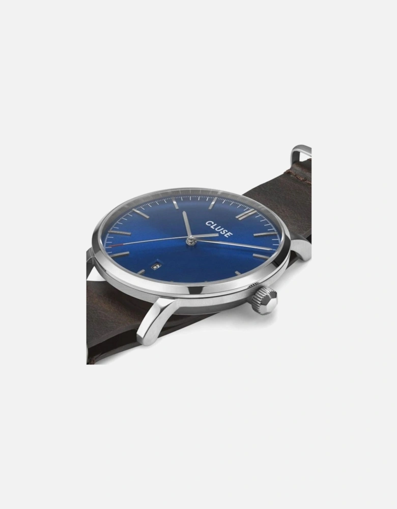 Stainless Steel Quartz Watch with Leather Strap Women - Brown Watches