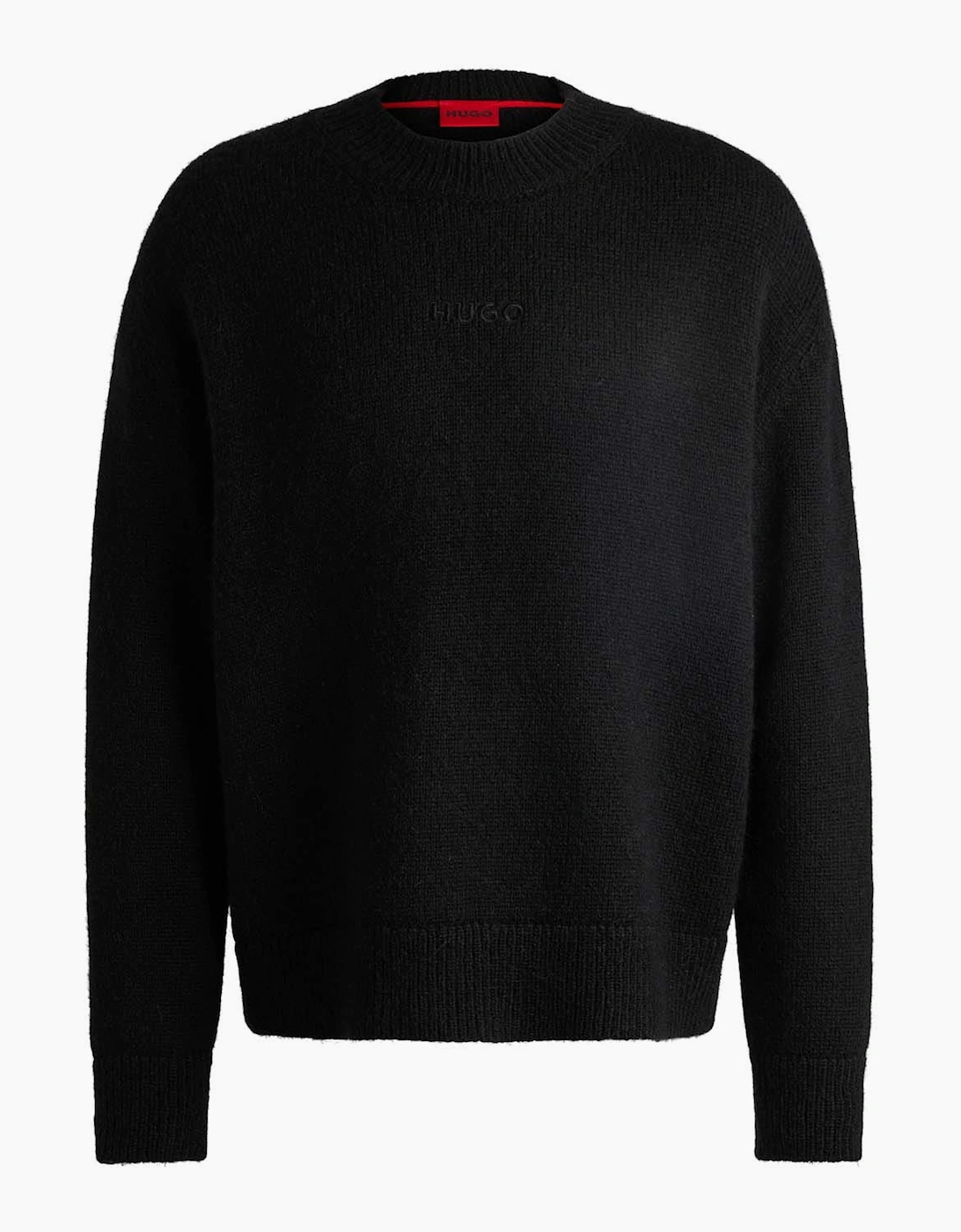 Hugo Boss Men's Seese Logo Detail Oversized Sweater - Black - Size: 40