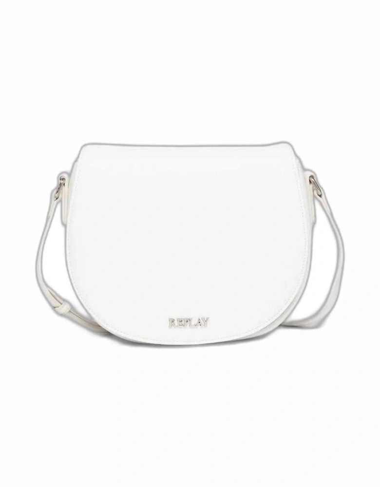 White Plain Shoulder Bag with Clip Fastening Women