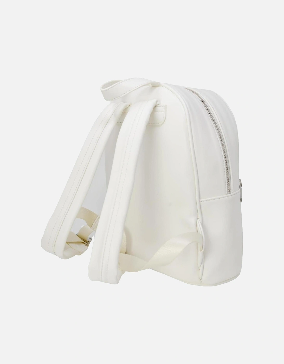 White Plain Rucksack with Zip Pockets Women Bags