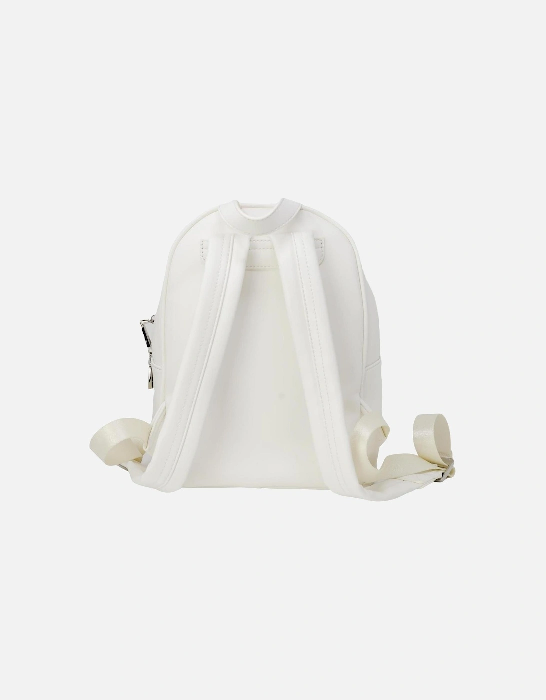 White Plain Rucksack with Zip Pockets Women Bags