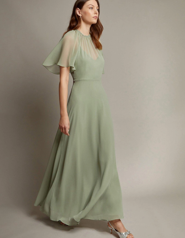 Mona Angel Sleeve Dress Sage - Green