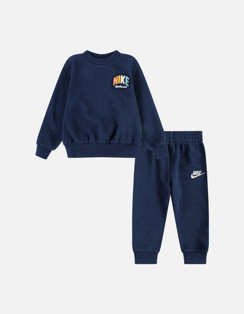 Kids Boys Powder Play Jacquard Crew Tracksuit - Navy