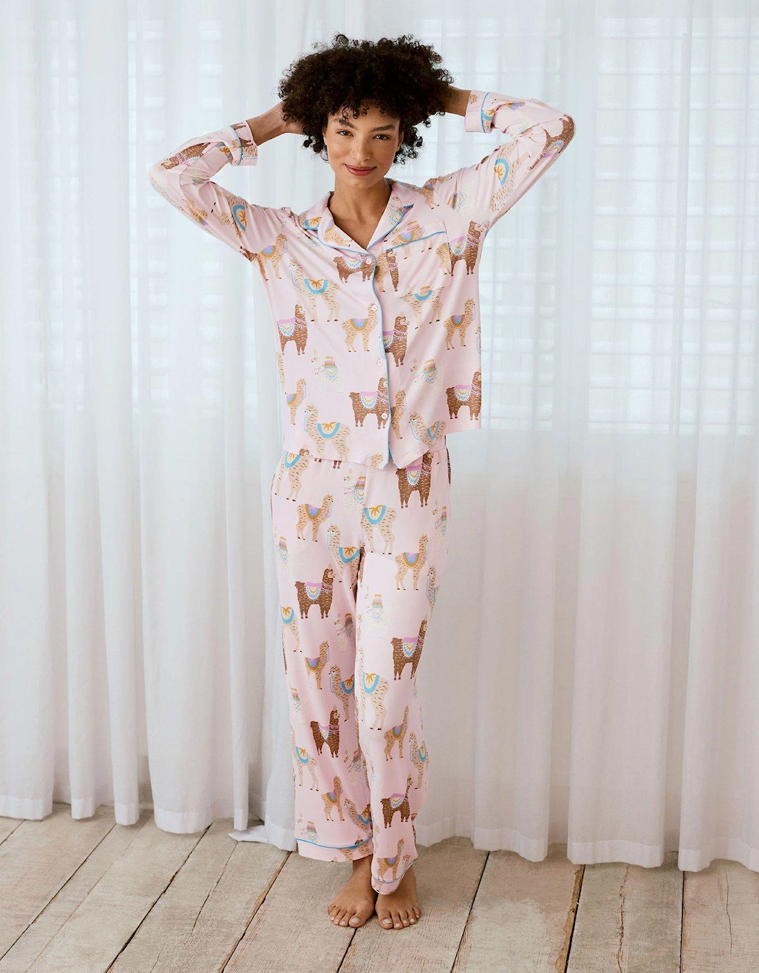 Alpaca Print Long Pyjama Set - Pink, 2 of 1