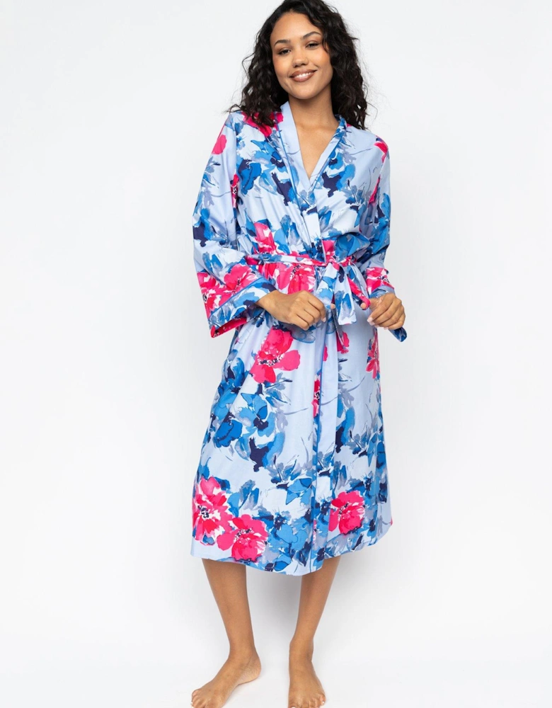 Lyla Blue Floral Print L/slv Long Dressing Gown