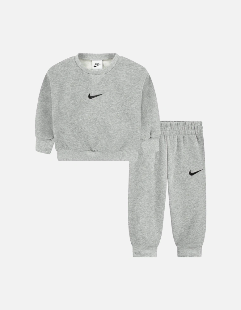 Infants Essential Fleece Crew Tracksuit - Dark Grey