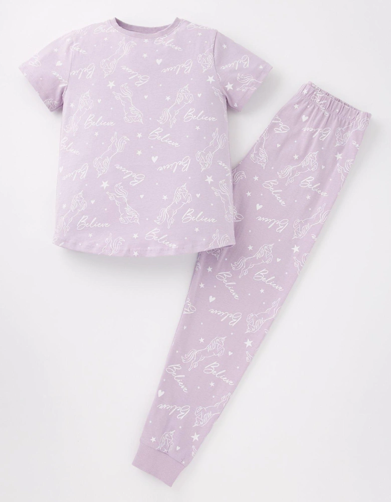 Girls Unicorn Value Pyjama Set - Lilac