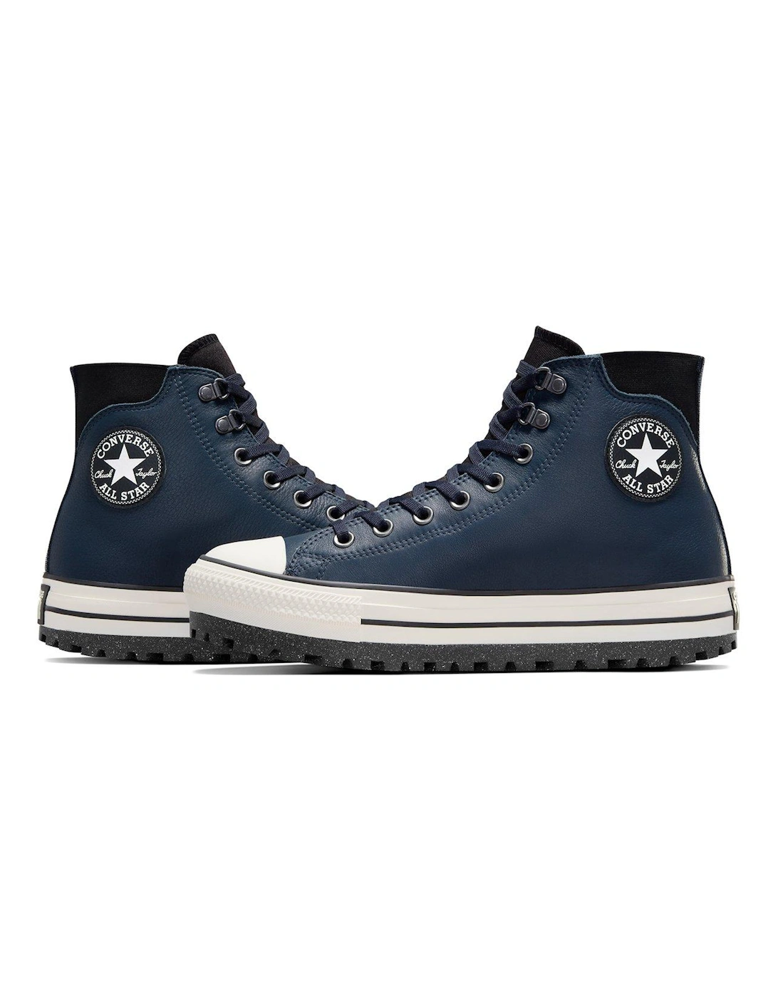 Mens Counter Climate Leather Hi Trainers - Black/White