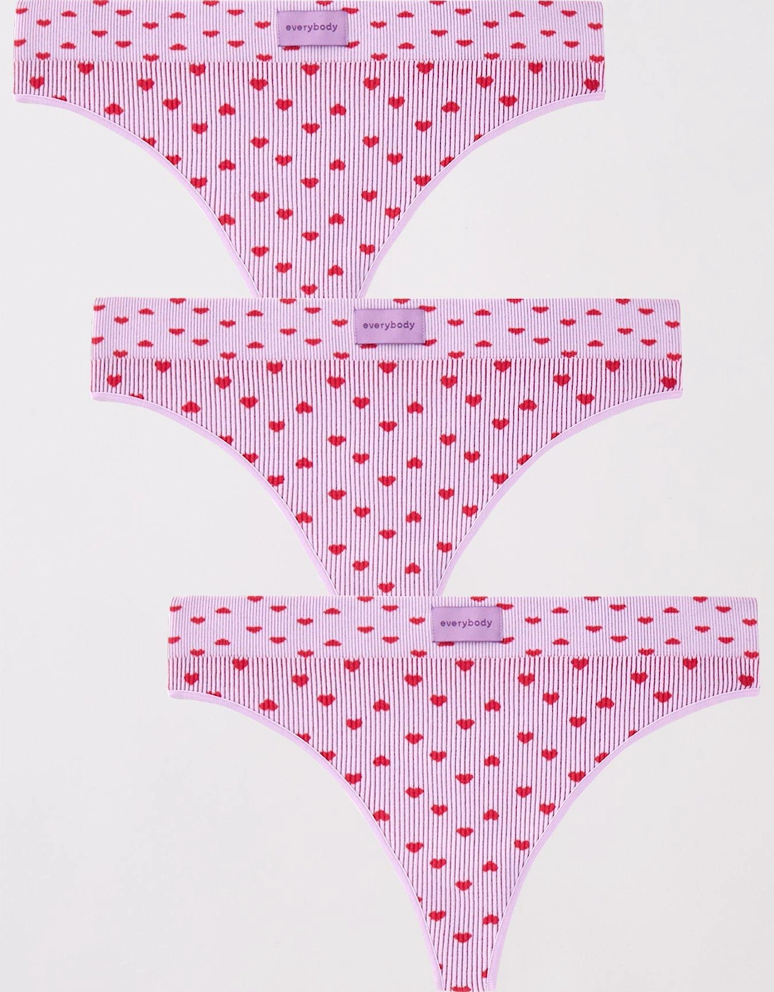 3pk Printed Seamless Ribbed Thongs - Pink, 7 of 6