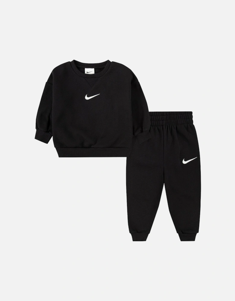 Infants Essential Fleece Crew Tracksuit - Black