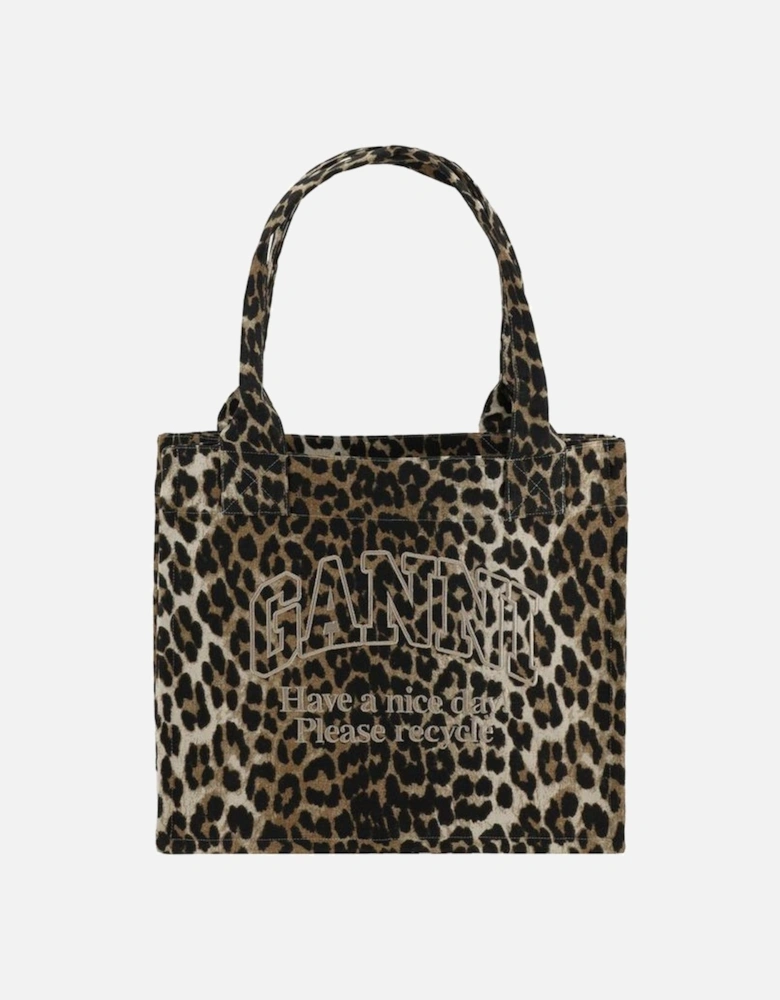 Animal Print Cotton Tote Bag with Monogram Women - Multicolor