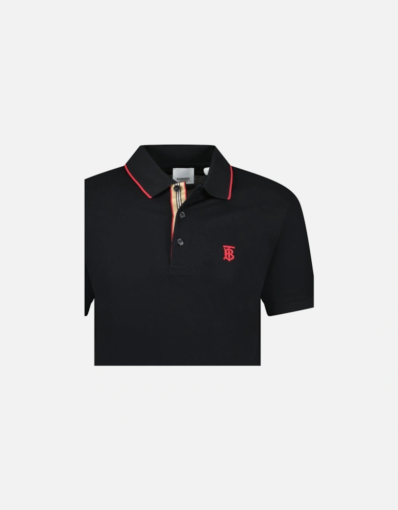 'Walton' Red TB Signature Placket Polo-Shirt Black