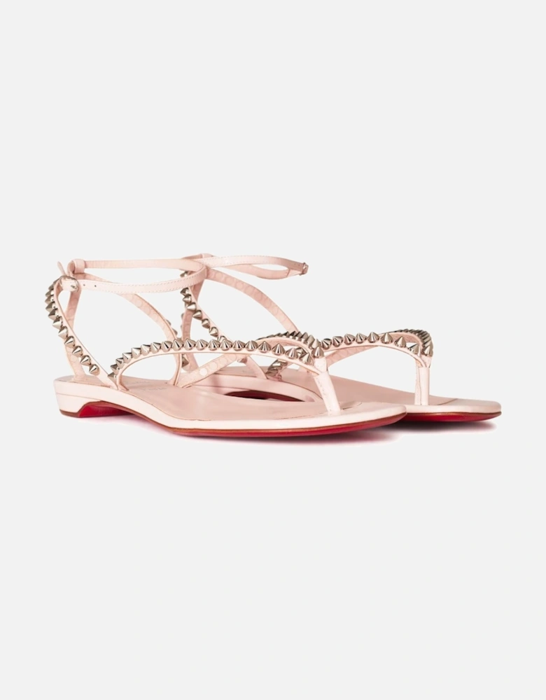 So Me Tonguetta Spiked Leather Sandals Pink