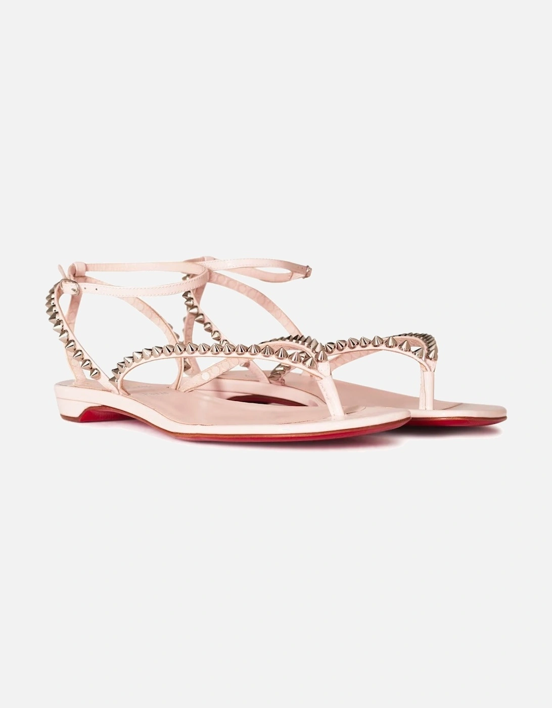 So Me Tonguetta Spiked Leather Sandals Pink