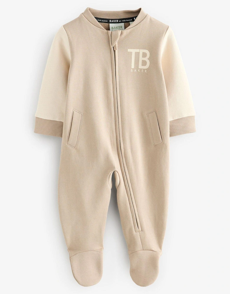 Baby Boys Varsity Sleepsuit - Beige