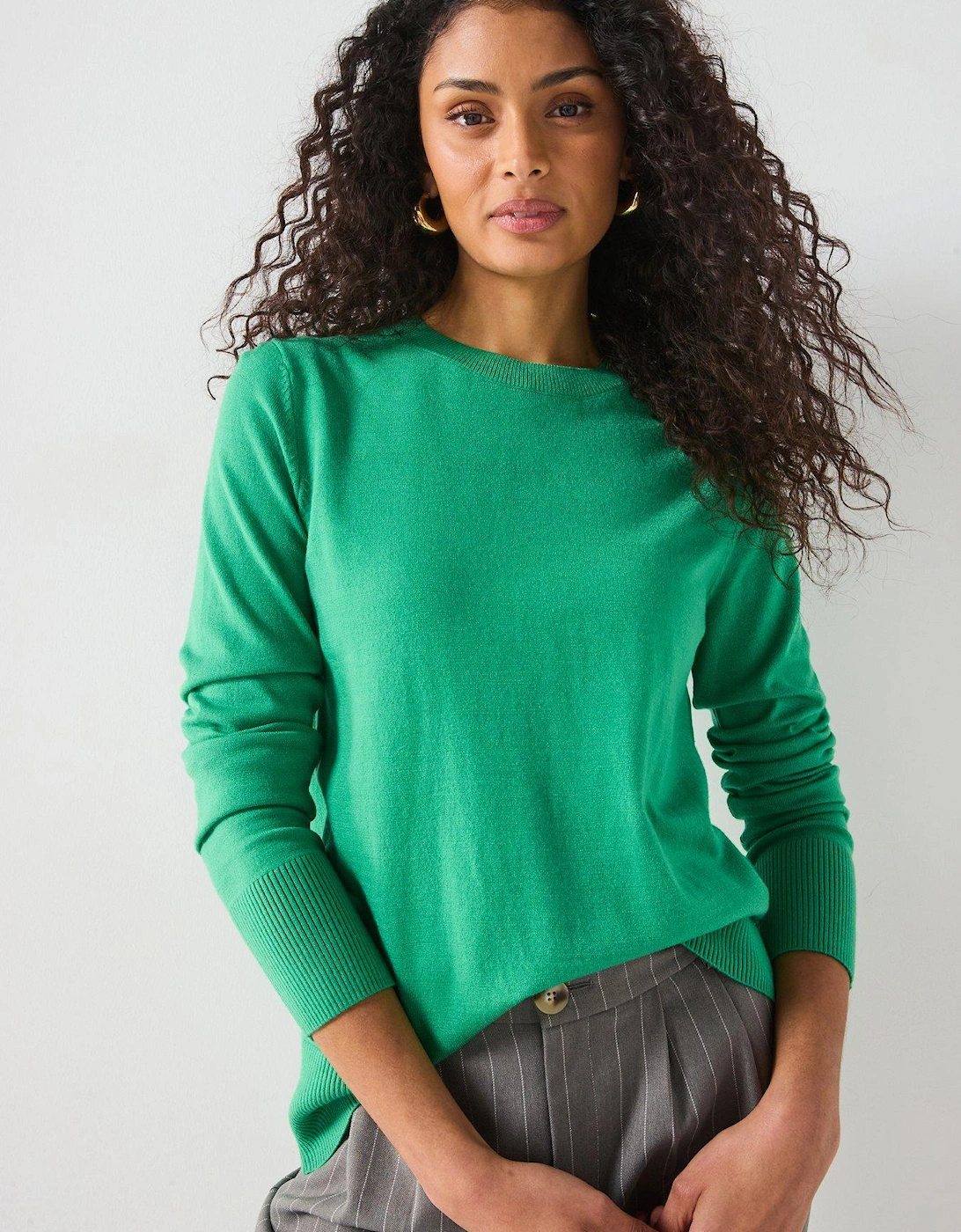 Relaxed Crew Neck Jumper - Green, 2 of 1