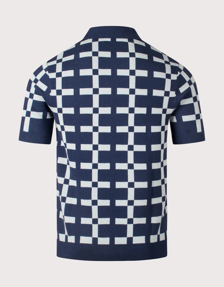 Geometric Jacquard Knit Polo Shirt