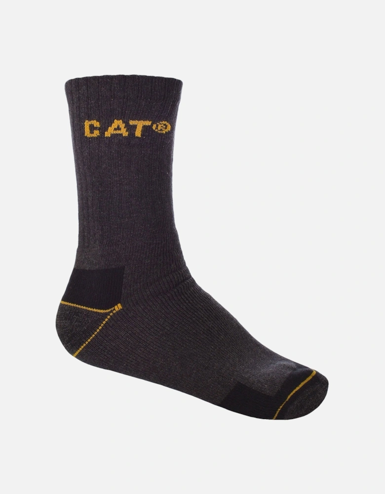3 Pairs of CAT Caterpillar Crew Work Socks - Charcoal