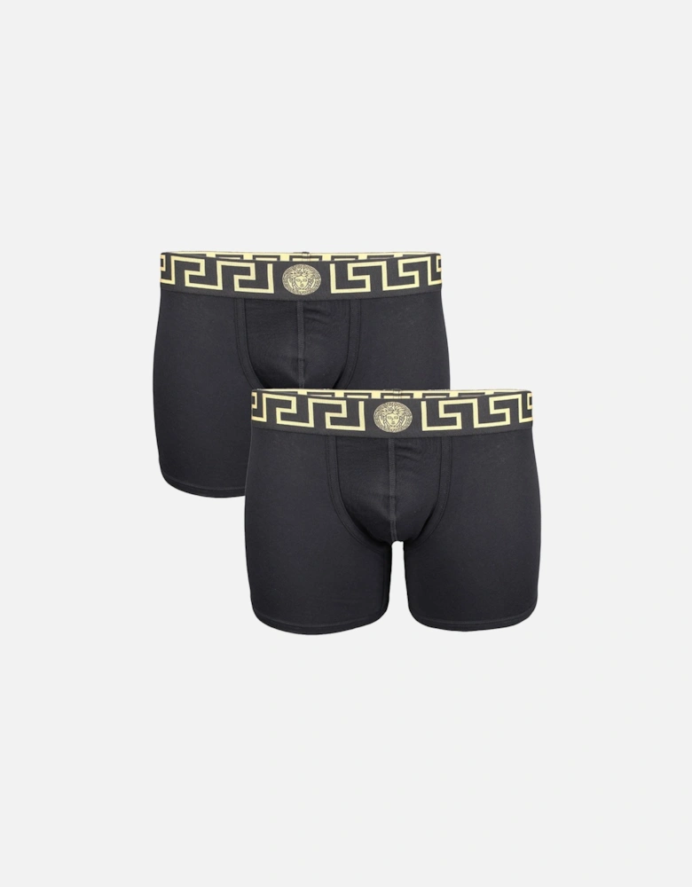 2-Pack Greca Border Boxer Briefs, Black