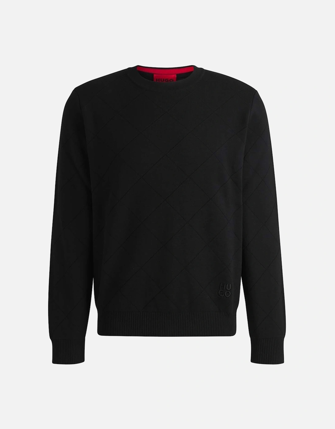 Hugo Boss Men's Symond Knitted Square Pattern Sweater - Black - Size: 38