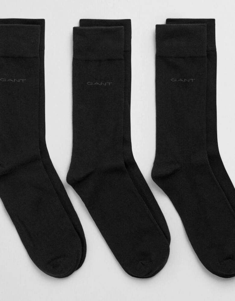 3-Pack Soft Cotton Socks, Black