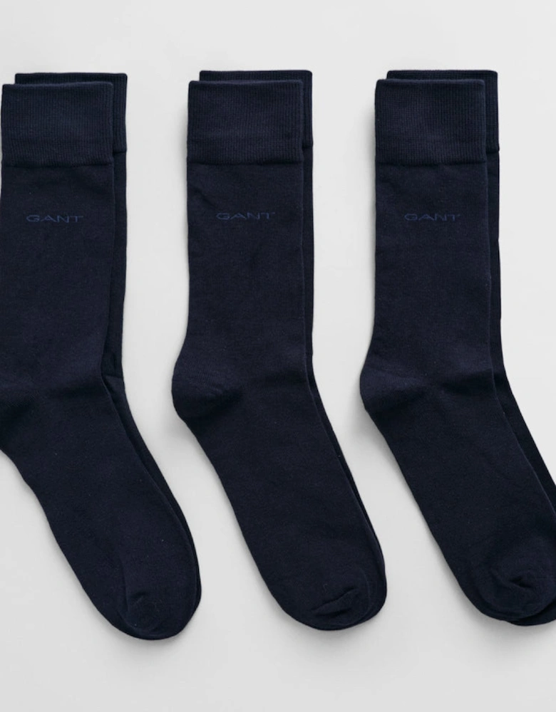 3-Pack Soft Cotton Socks, Marine