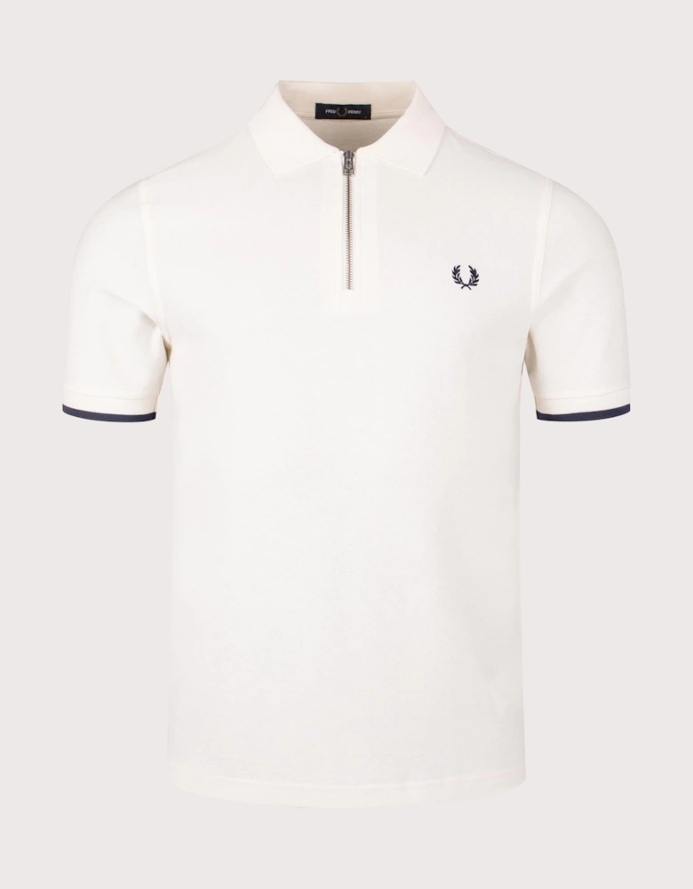 Crepe Pique Zip Neck Polo Shirt