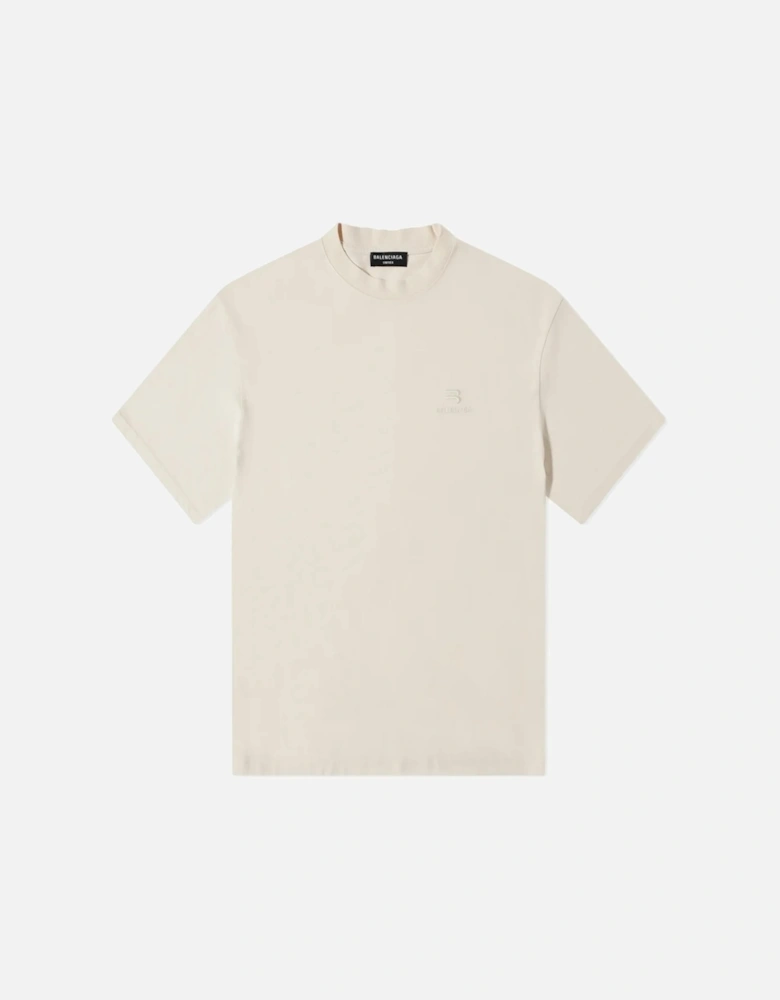 Embroidered Logo Boxy Fit T-Shirt in Chalky White