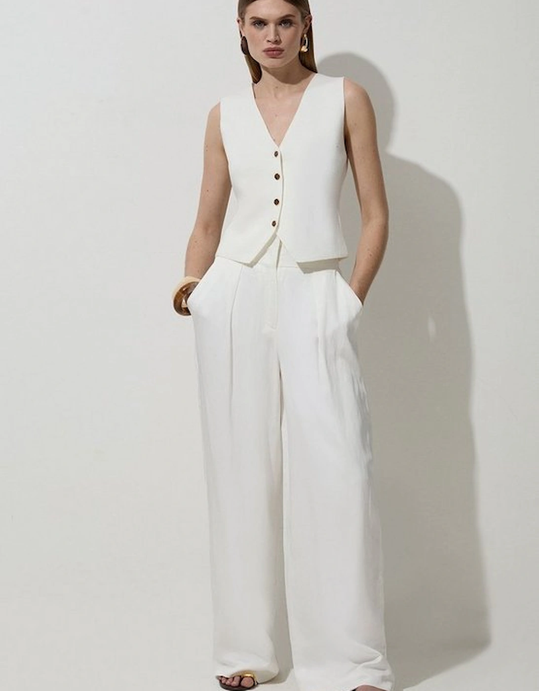 Tailored Viscose Linen Wide Leg Trouser, 5 of 4