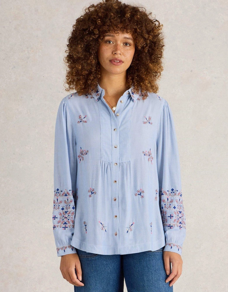 Geri Embroidered Shirt - Blue