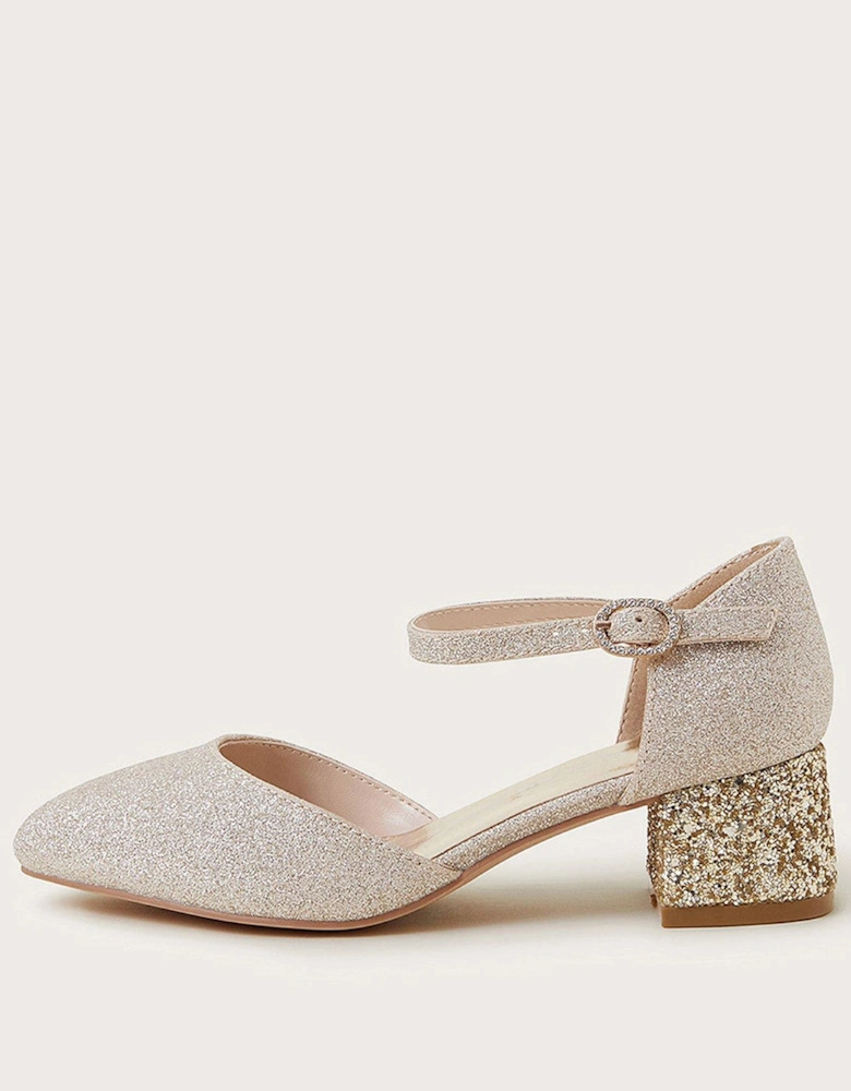 Girls Pointy Glitter Heels - Gold