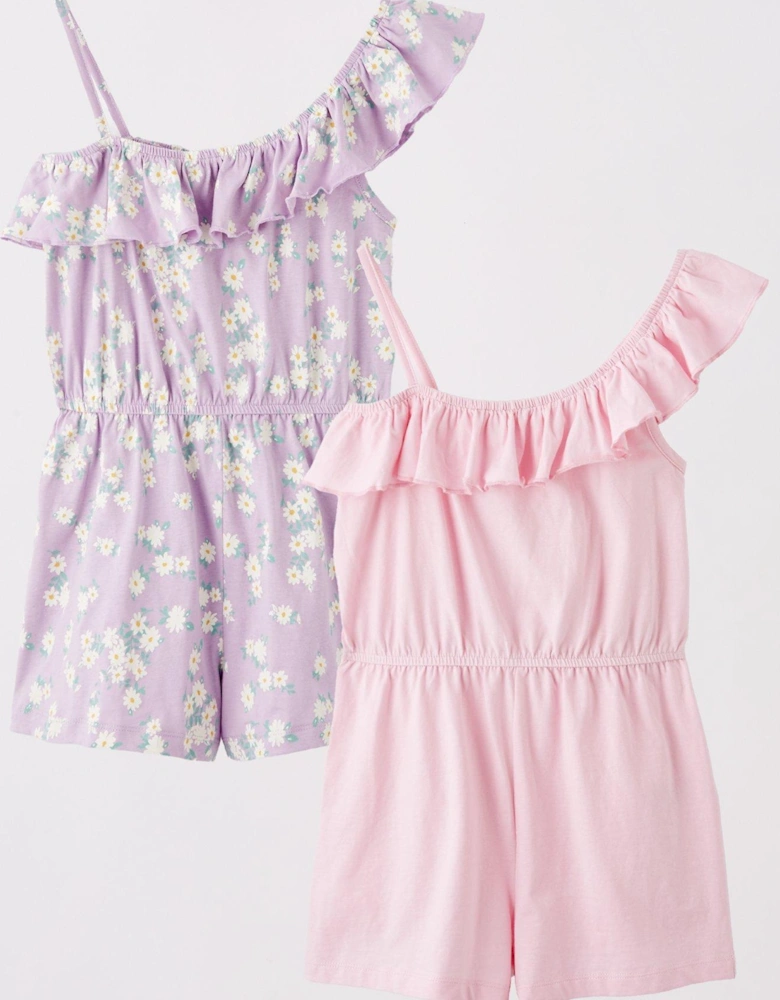 Girls 2 Pack Playsuits - Multi