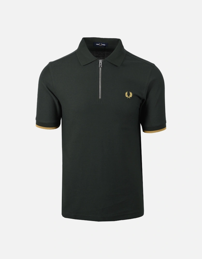 Pique Zip Neck Polo Court Green