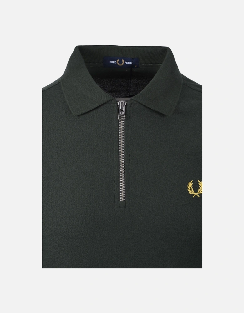 Pique Zip Neck Polo Court Green