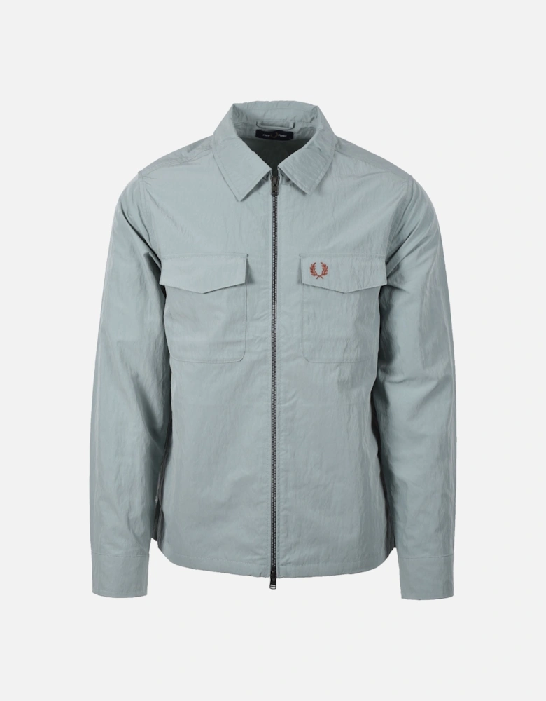 Zip Through Overshirt Silver Blue