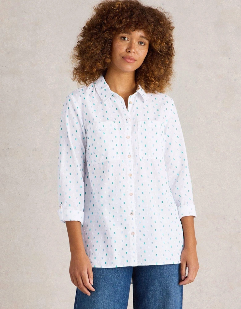 Sophie Longline Cotton Shirt - Ivory