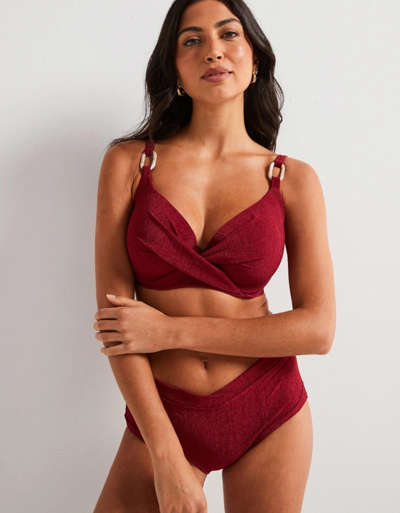 Madras Light Padded Bikini Top - Dark Red